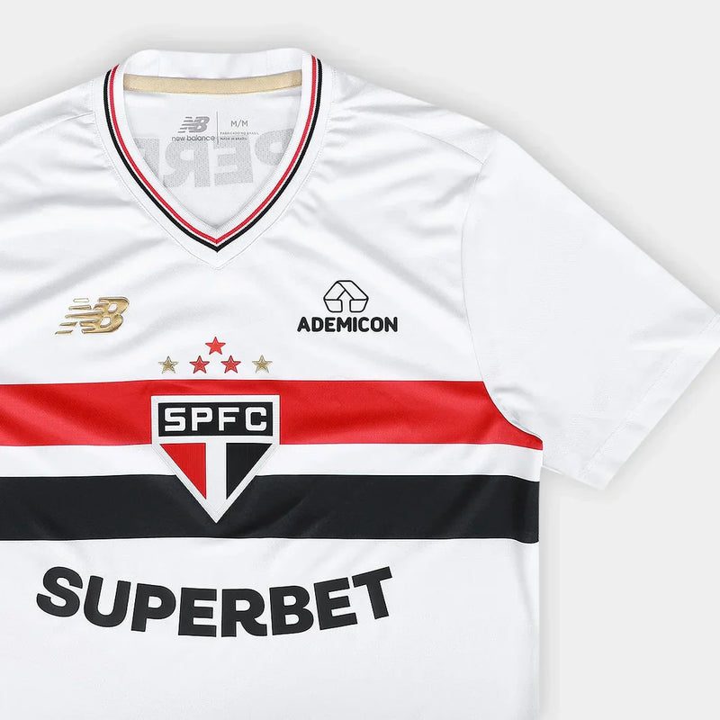 Camisa São Paulo 25/26 Home New Balance Masculina - Branco+Vermelho