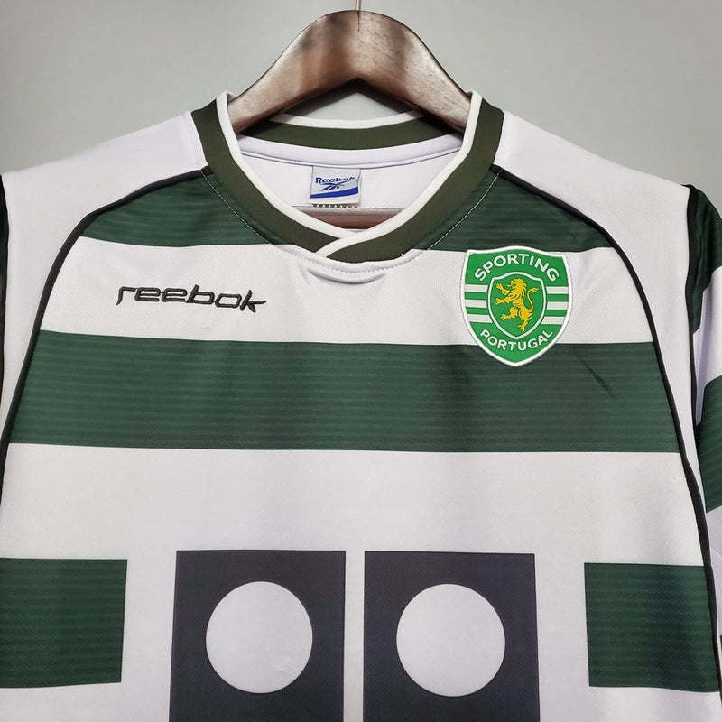 Camisa Retrô Sporting I Home 01/03 - Masculina - Verde e Branca