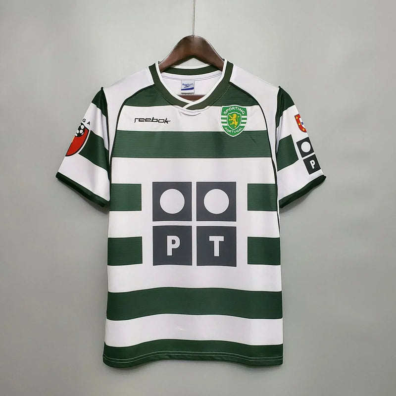 Camisa Retrô Sporting I Home 01/03 - Masculina - Verde e Branca
